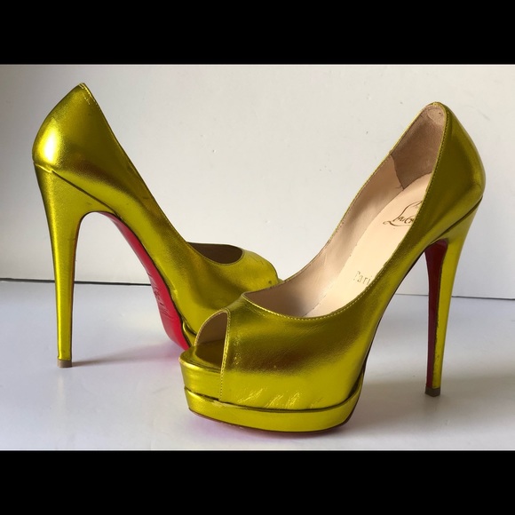 CHRISTIAN LOUBOUTIN PALAIS ROYALE LIME METALLIC - Picture 3 of 10